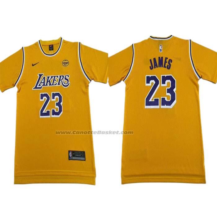 Maglia Manica Corta Los Angeles Lakers Lebron James No 23 Giallo